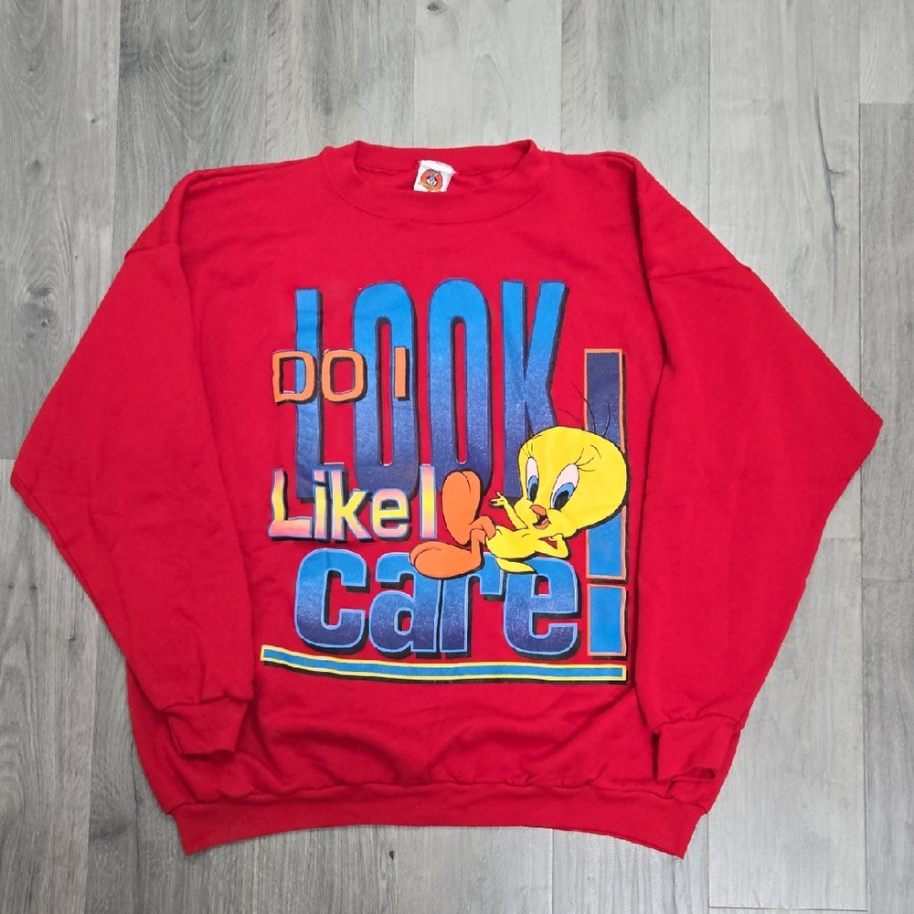 Red Looney Tunes Tweety Graphic Sweatshirt (Damaged)